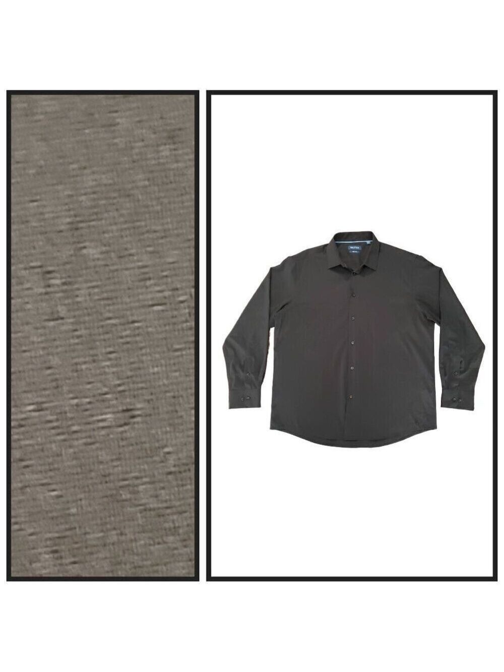 Nautica Black Slim Fit Dress Shirt XL Stretch Button Up